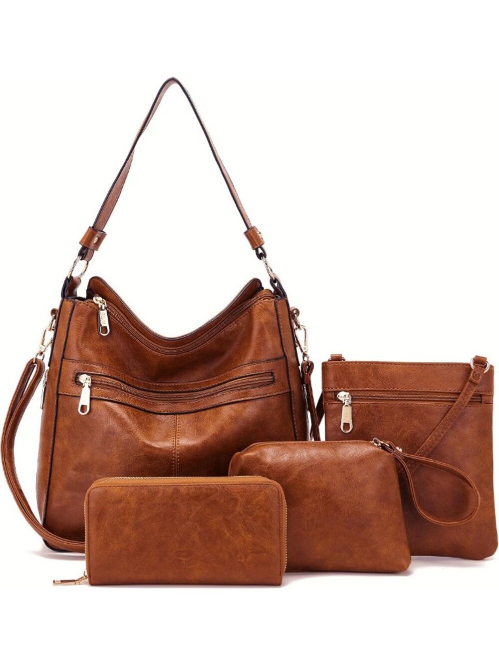 Stylish 4PC Handbag & Wallet Set for Women - Large Hobo Bag & Chic Accessories